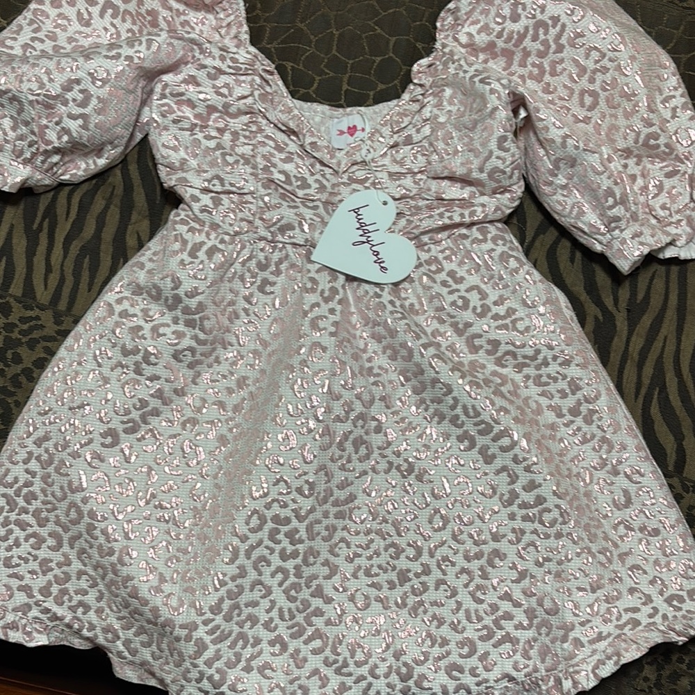Pink Leopard Print Kids Dress